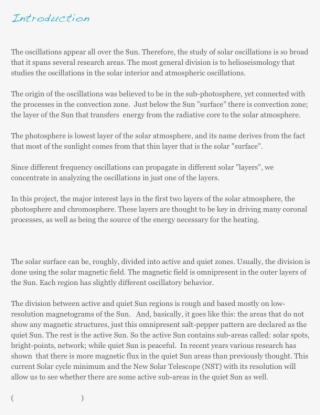 Introduction The Oscillations Appear All Over The Sun