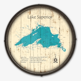 Lake Superior Wooden Barrel End Map - Great Lakes