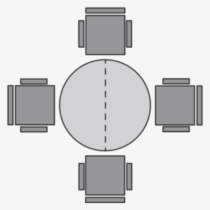 Diagram Of Rounde Table And Four Chairs - Round Table With Four Chairs Png