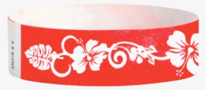 Red Hawaiian Flower 3/4” Tyvek Wristbands - Red Hawaiian Flower - Wristco 3/4" Tyvek Wristbands