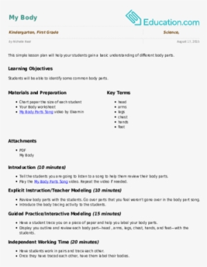 Lesson Plan My Body