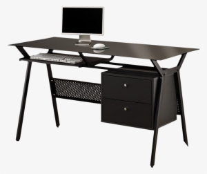 Img - Computer Black Desk With Drawers