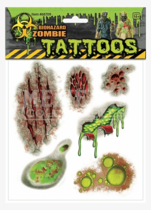 Biohazard Zombie Scar Tattoos - Forum Novelties Biohazard Zombie Temporary Tattoo Set
