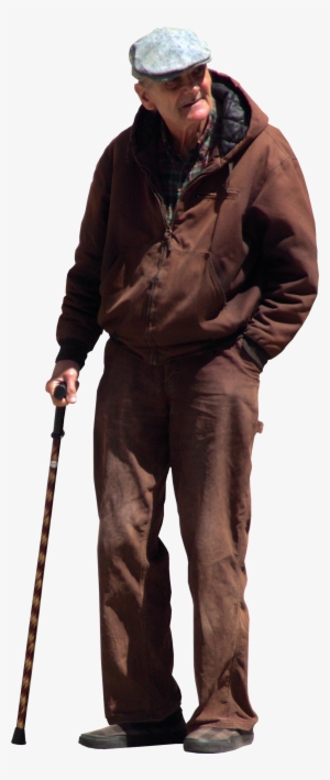 Old Man With Walking Stick And Flat Cap Cut Out People, - Old Man Png