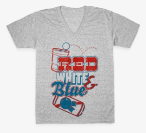 Red, White, And Blue V-neck Tee Shirt - Active Shirt