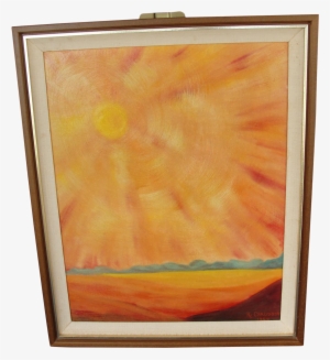 Vintage Impressionist Oil On Board Painting Of Sun - Painting
