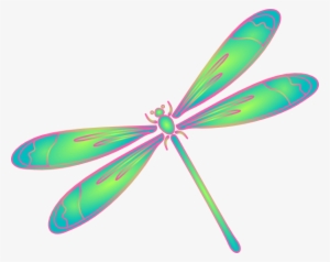 Vector Library Download In Flight Blue Green Pink Clip - Free Clip Art Dragonfly
