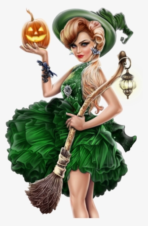 Sorci Re Png Citrouille Balai Tube Halloween - Tubes Gothiques Vert