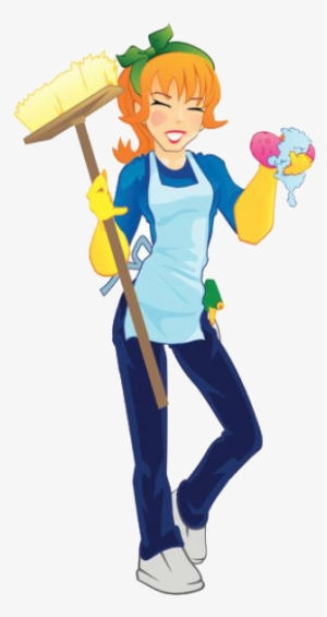 Human Using Vacuum Cleaner - Cartoon Cleaning Lady With Vacuum