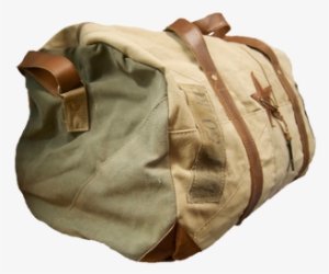 Large Repurposed Canvas Duffle Bag With Leather Strap - Messenger Bag
