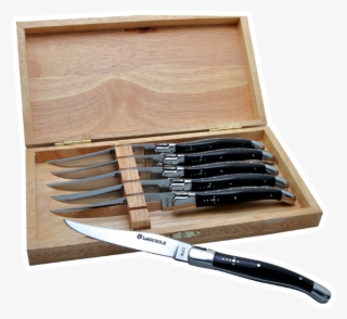 6 Laguiole Steak Knives, True Horn - Laguiole Table Boite