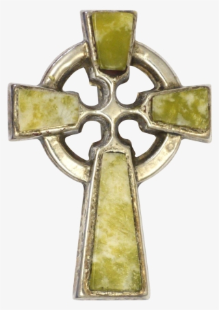 Irish Connemara Marble Celtic Cross And Silver Pin - Jewellery