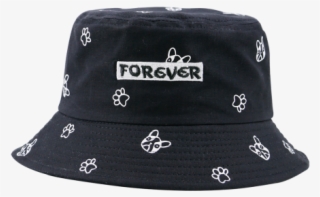 Letters Embroidery Cartoon Pattern Bucket Hat - Flat Top Ink Printed Bucket Cap