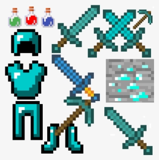 Minecraft Dimoind Swords Like Xs,pic-axe, Sword, Potion