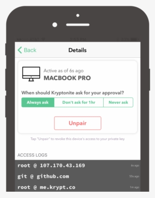Kryptonite Approval Policy And Audit Log - Iphone