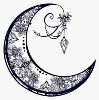 Moon Ink Drawing With Transparent Background