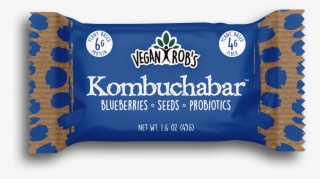 Vegan Kombucha Bar Blueberry 45g Front - Vegan Rob's Kombucha Bar