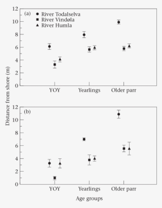 Age-specific Distance From The River Bank Kept By Salmon - Salmon