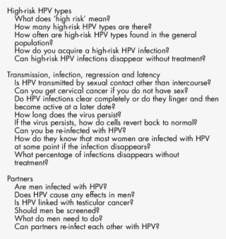 Raised By Women After Reading The Hpv Information Handout - Human Papillomavirus Infection