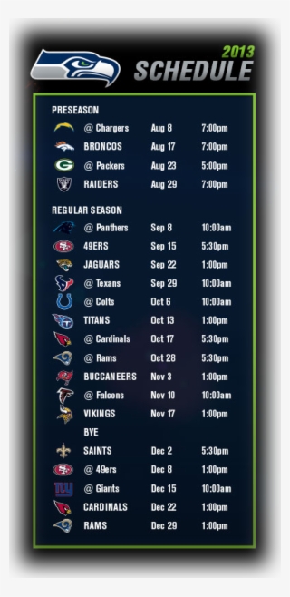 2013 Seahawks Schedule - Seattle Seahawks