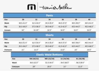 Item Information - Travis Mathew Size Chart