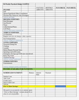 Full Size Of Free Bi Weekly Paycheck Budget Templates - Budget Template For Weekly Pay