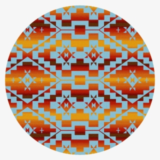 Burnt Orange And Light Blue Round Rug - American Dakota Johnny D Sacred Trail Red Burst Area