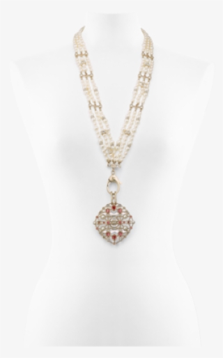 Chanel Necklace Metal Strass Glass Pearls Gold Pearly - Chain