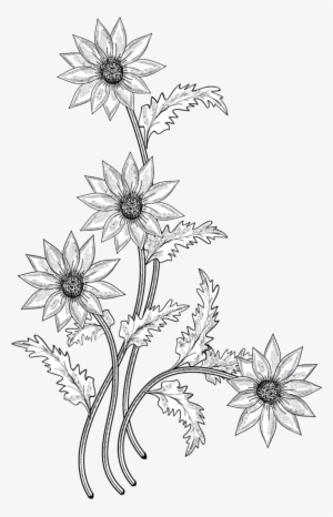 Black And White Flower With Stem Clipart - Flower Silver Png