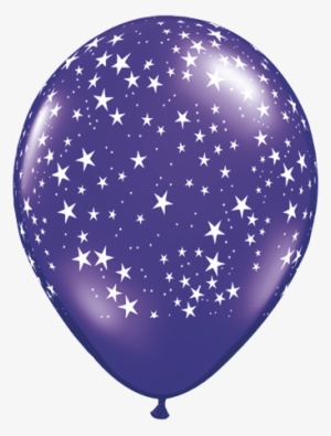 Purple Star A Round - Black Star Balloons