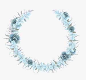 Hand Painted Water Blue Floral Transparent Png - Blue