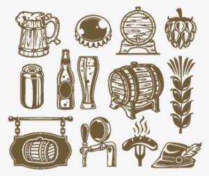 Collection Retro Icons Of Beer Isolated On White - Beer