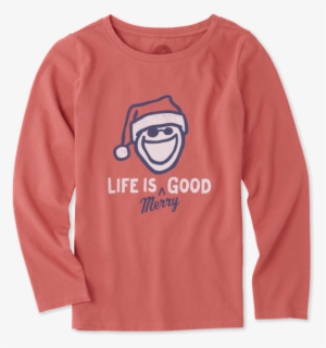 Girls Life Is Merry Good Long Sleeve Crusher Tee - Long-sleeved T-shirt