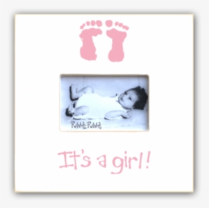 It's A Girl Footprints - First Grandchild Picture Frame In Linen