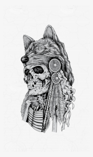 Skeleton Wearing Wolf Headdress - Wolf