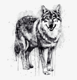 Bleed Area May Not Be Visible - Wolf Watercolor Black And White