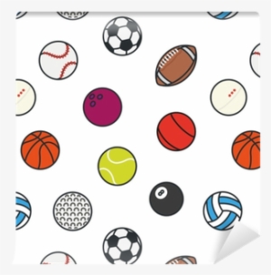 Seamless Pattern Sports Balls Minimal Color Flat Line - Circle Seamless Pattern Sports Balls Minimal Color Flat Line - Circle