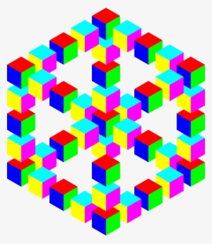 Optical Illusion, Illusion, 3d, Cube, Hexagon, Colors - Impossible Hexagon