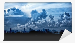 Dark Blue Storm Clouds Over City In Rainy Season Wall - Dark Clouds Hd