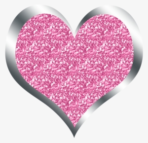 Hearts All Things Positively - Pink Glitter Heart Png