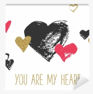 Valentines Day Greeting Card With Hand Drawn Hearts - Greeting Card