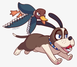Border Collie Duck Hunt Dog & American Black Duck Duck - Super Smash Bros.