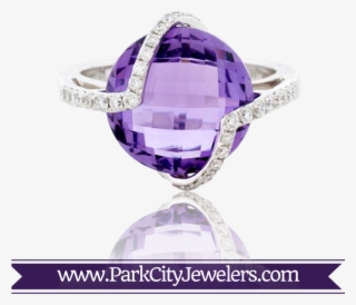 Fancy Round Cut Amethyst And Diamond Ring - Elk Ivory Engagement Rings