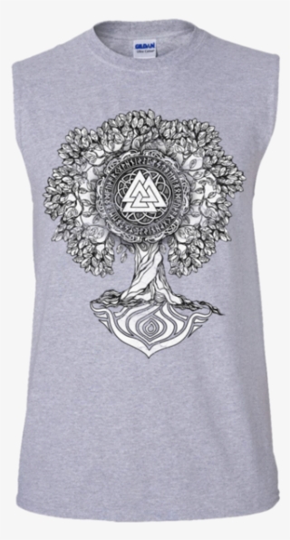 Iggdrassil Tree Ii Men's Cotton Sleeveless Shirt - Processions By Gibran Gibran