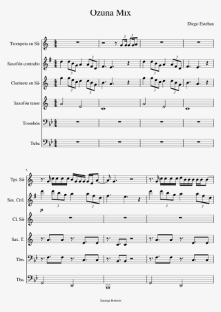 Ozuna Mix Sheet Music For Clarinet, Trumpet, Alto Saxophone, - Alto Saxophone