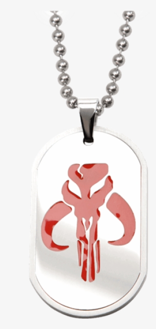 Mandalorian Dog Tag Pendant With Chain - Star Wars Necklace Dog Tag Mandalorian With Chain 22"