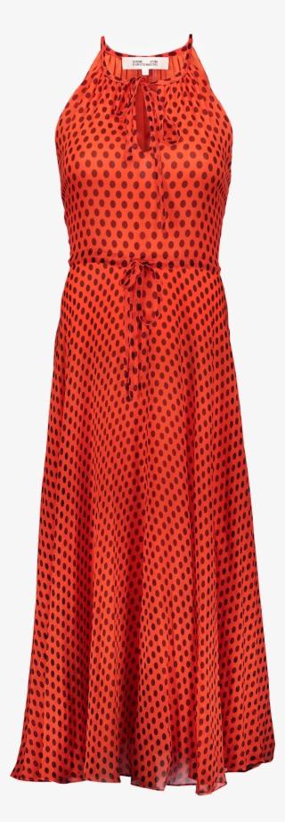 Key Hole Maxi Dress Dot Vermillion - Dress