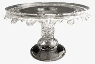 Antique Ripley Glass Cake Stand Salver Button Band - Transparent Cake Stand