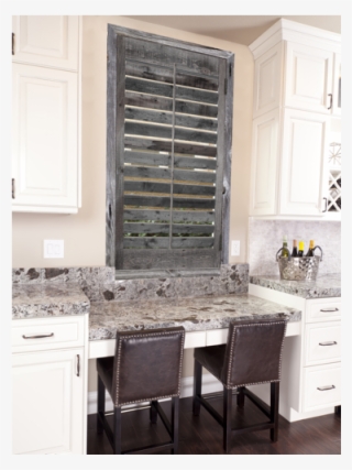 Reclaimed Wood Shutters On Kitchen Window In Boston