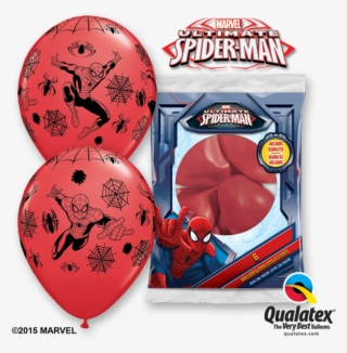 Zoom - 6 Spiderman Print Red Latex Balloons Pack